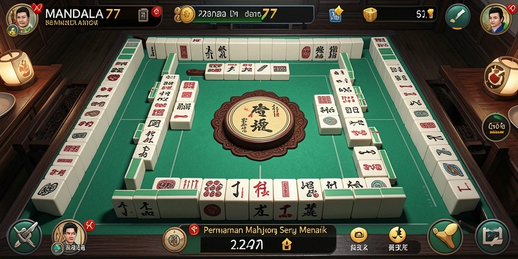Tampilan gameplay <strong>MANDALA77</strong> yang menakjubkan saat menyusun batu Mahjong.